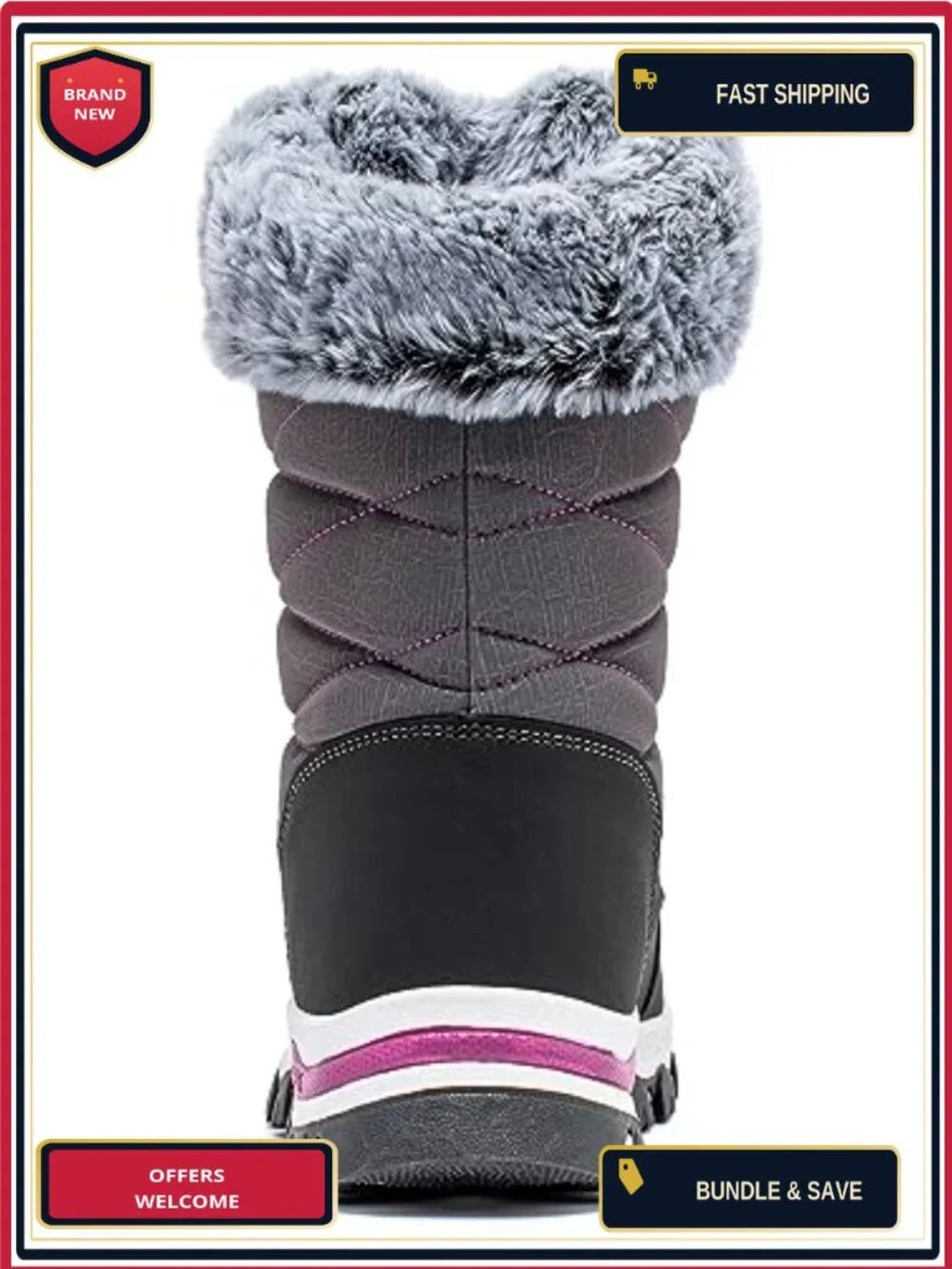 Waterproof Faux Fur Lined Mid-Calf Winter Snow Boots